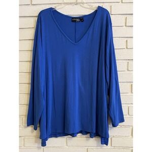 Attitudes by Renee Finespun Jersey Tunic Blue‎ Size 3X Long Sleeve V-Neck